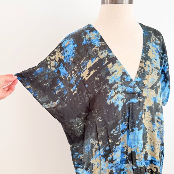 Beatrice .b Kaftan Midi Dress Small (4) Printed Pattern Blue Black Gold - Picture 2 of 11